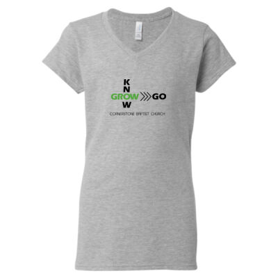 Gildan Softstyle® Ladies Fit V-Neck T-Shirt black text Thumbnail