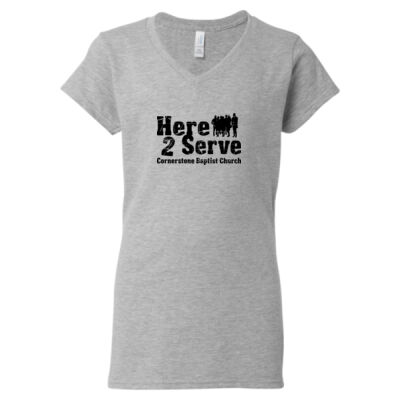 Gildan Softstyle® Ladies Fit V-Neck T-Shirt black text Thumbnail