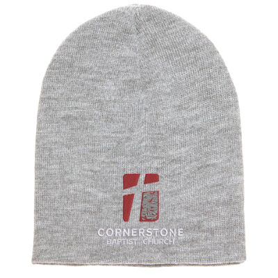 Adult Beanie Knit Cap Red Embroidery Thumbnail